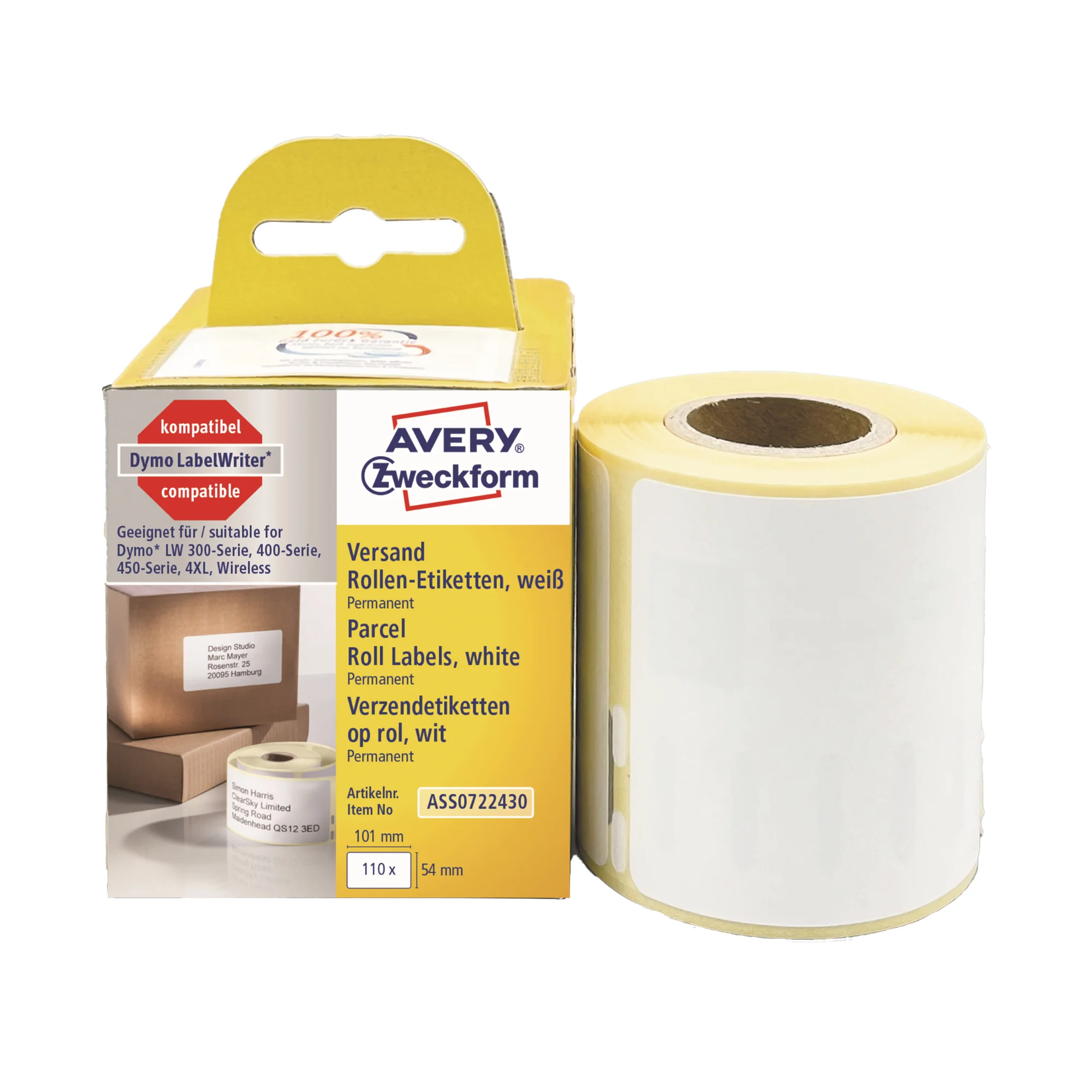 AVERY Zweckform Rollenetiketten, 101 x 54 mm, weiß (EAN: 4004182617052)