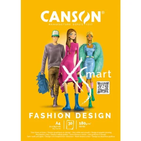CANSON Studienblock XS'MART FASHION DESIGN, DIN A4, sehr weiß (EAN: 3148950077578)