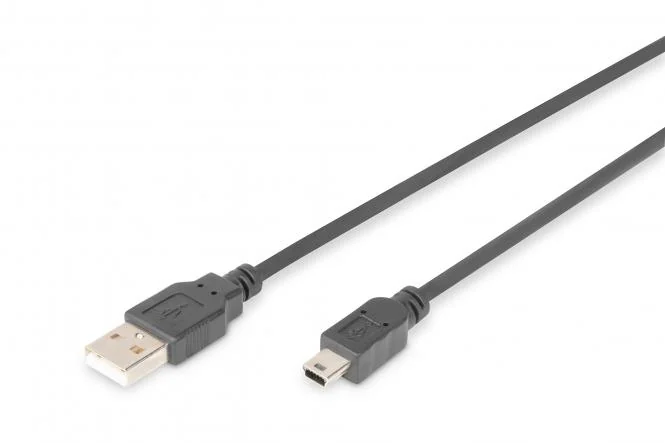DIGITUS USB 2.0 Mini Kabel, USB-A - 5 Pol Mini USB-B, 1,8 m, schwarz (EAN: 4016032282907)