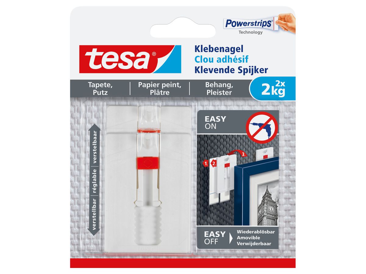 tesa Powerstrips Klebenagel für Tapeten und Putz, 2,0 kg (EAN: 4042448340511)