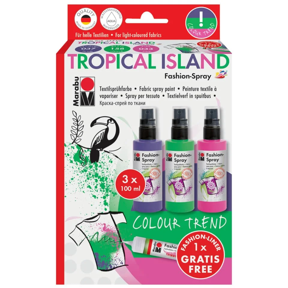 Marabu Textilsprühfarbe "Fashion-Spray", Set TROPICAL ISLAND (EAN: 4007751590084)