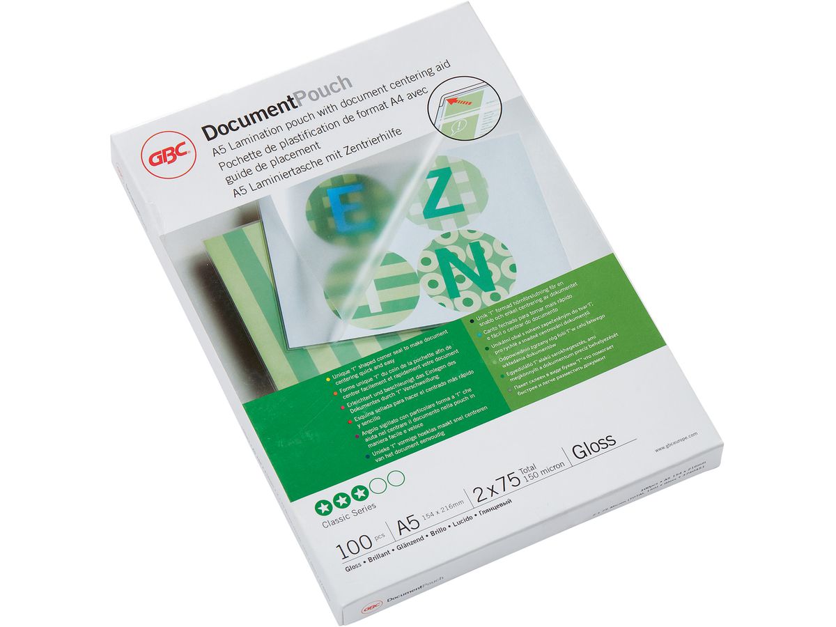 GBC Laminierfolientasche, DIN A5, glänzend, 150 mic (EAN: 0033816030930)