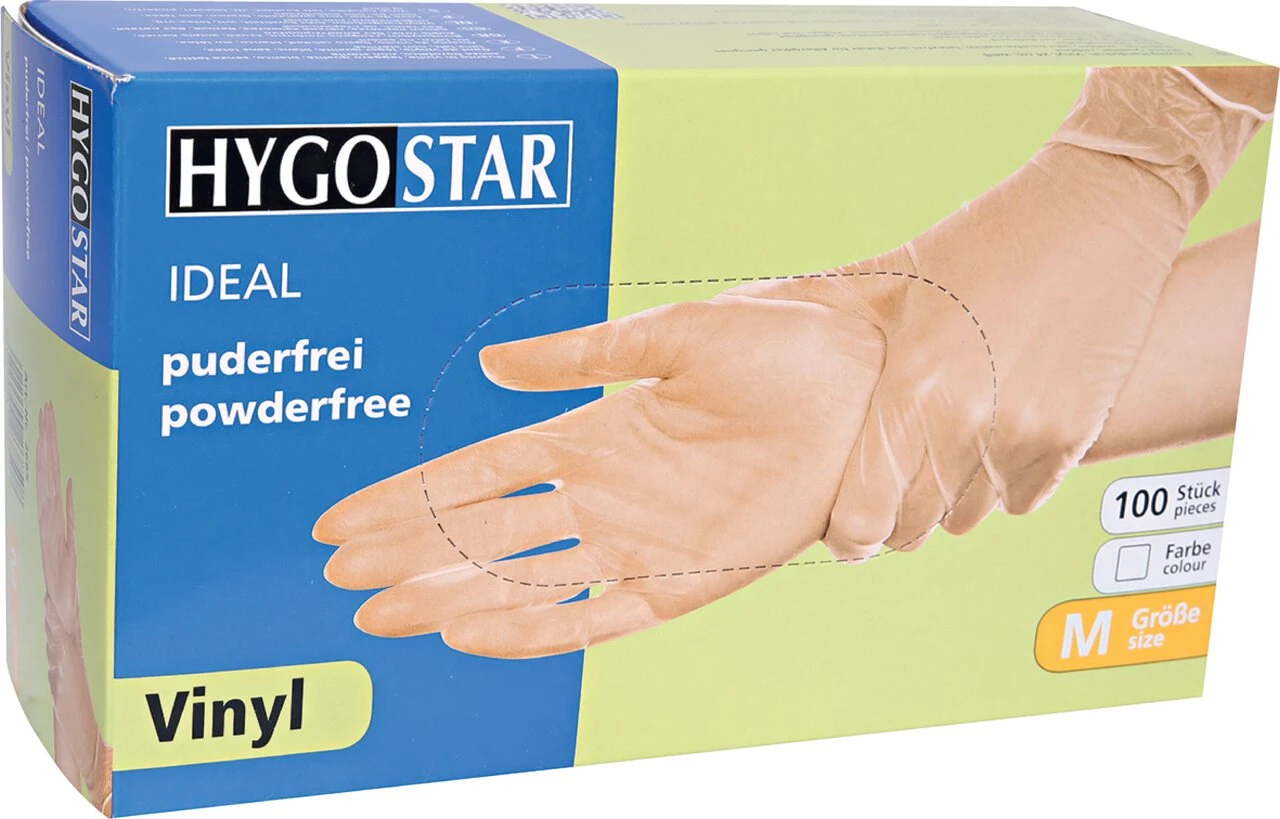 HYGOSTAR Vinyl-Handschuh "IDEAL", M, weiß, puderfrei (EAN: 4015544268508)