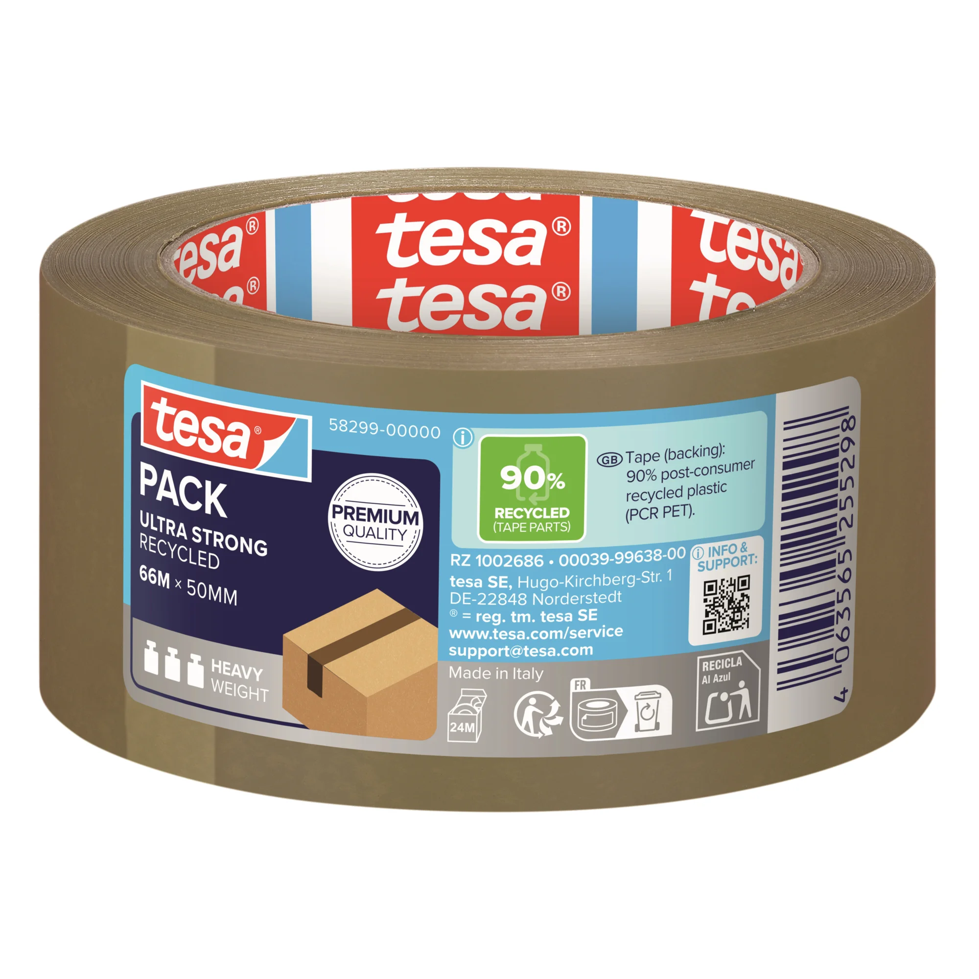 tesapack ECO & ULTRA STRONG Verpackungsklebeband, 50mm x 66m (EAN: 4063565255298)