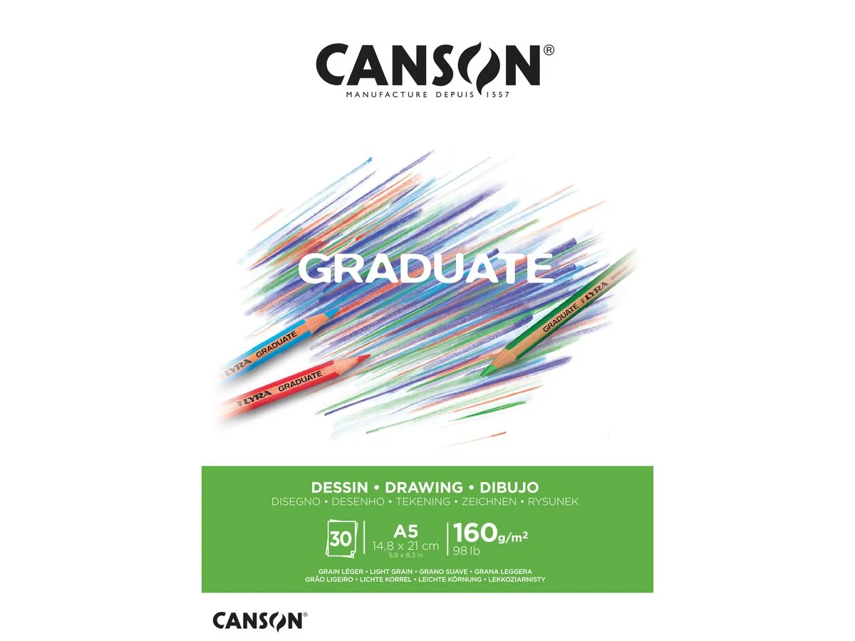 CANSON Studienblock GRADUATE ZEICHNEN, DIN A5, weiß (EAN: 3148950009326)