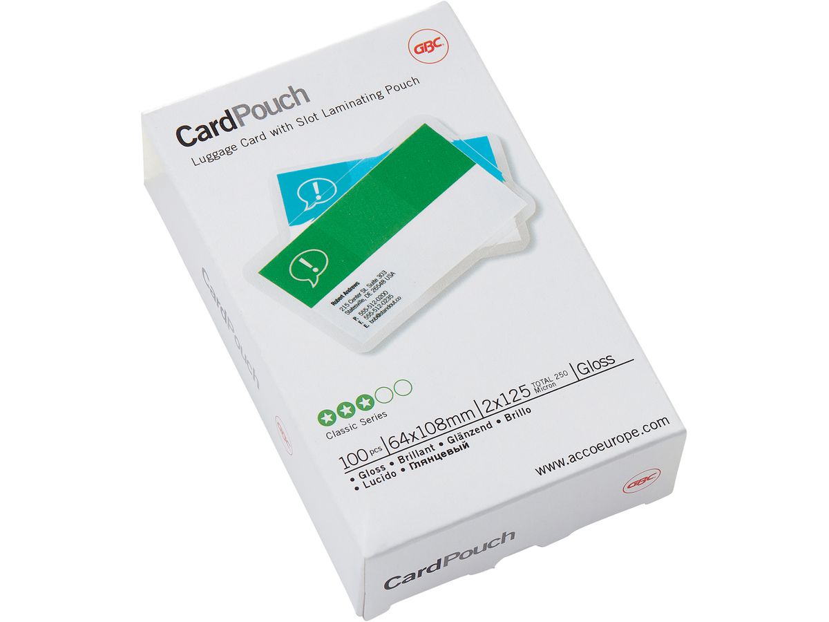 GBC Laminierfolientasche CardPouch, 64 x 108 mm, 250 mic (EAN: 0033816030770)