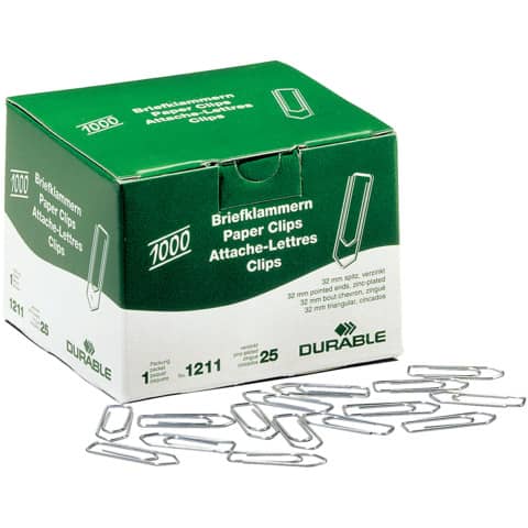 DURABLE Büroklammern, verzinkt, spitz, 32 mm (EAN: 4005546102078)