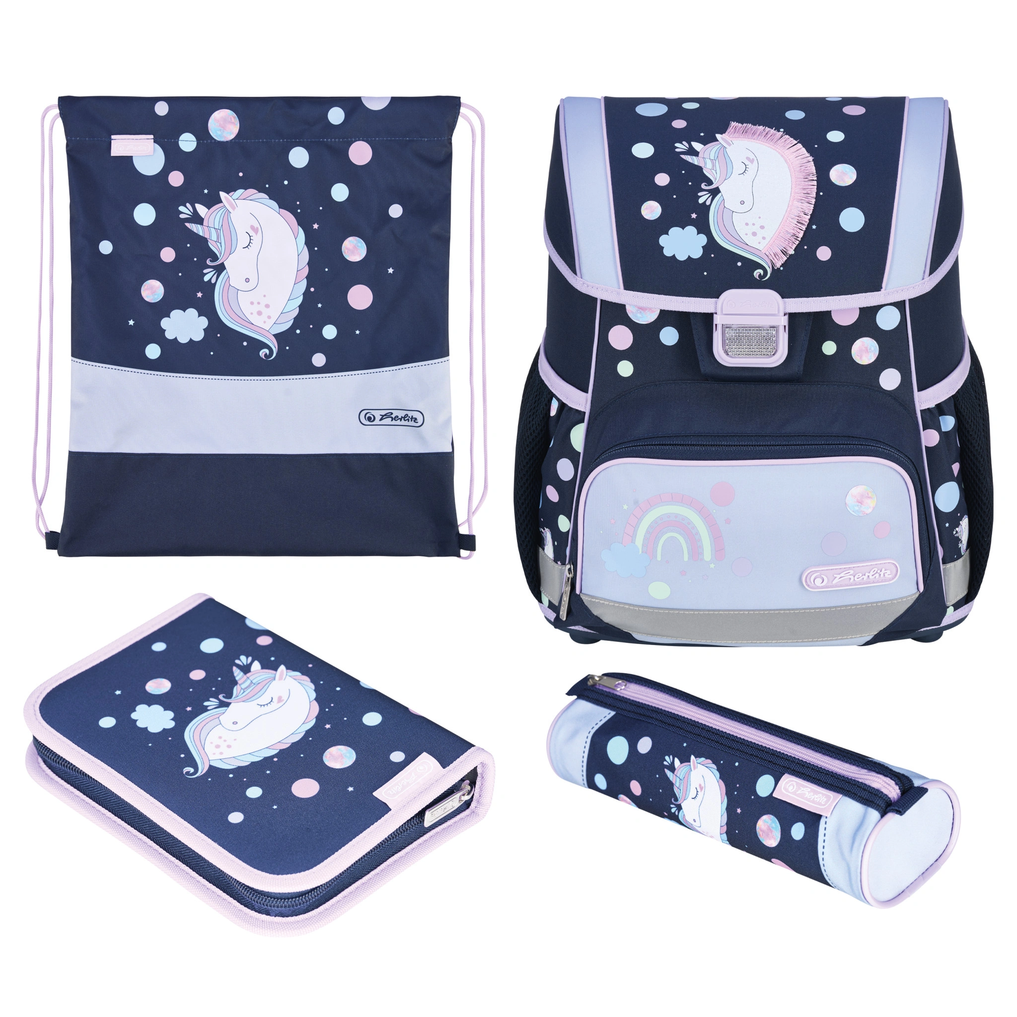 herlitz Schulranzen Loop Plus "Unicorn Dreams", dunkelblau/rosa (EAN: 4008110396880)