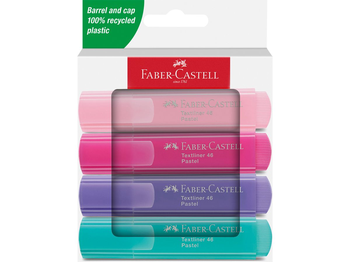 FABER-CASTELL Textmarker TEXTLINER 46 PASTELL, 4er Etui (EAN: 4005402546541)