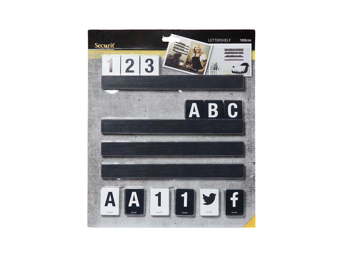 Securit Buchstabenleiste LETTER SHELF, schwarz (EAN: 8719075283127)