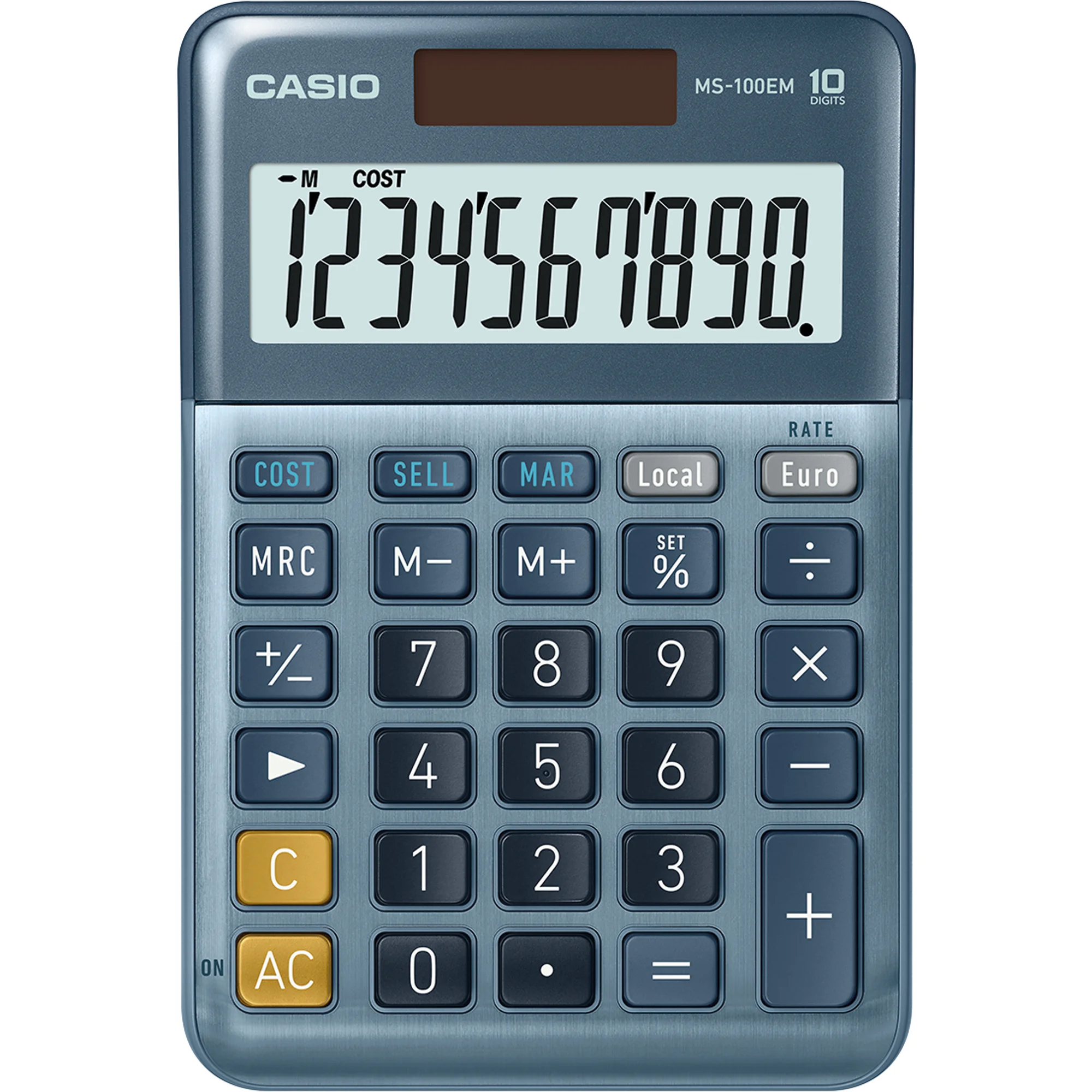 CASIO Tischrechner MS-100EM, 10-stellig, silber (EAN: 4549526609923)