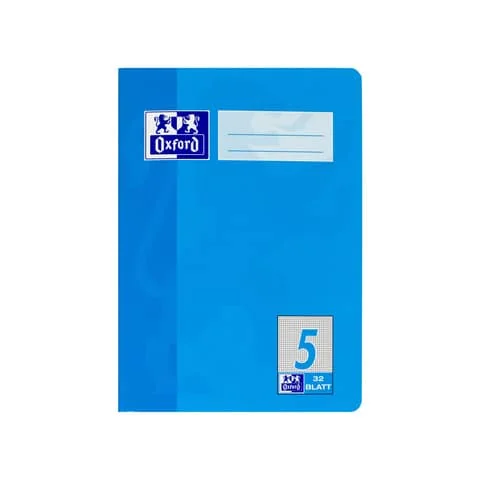 Oxford Schulheft, DIN A5, Lineatur 5/5 mm kariert, 32 Blatt, hellblau (EAN: 4006144934948)