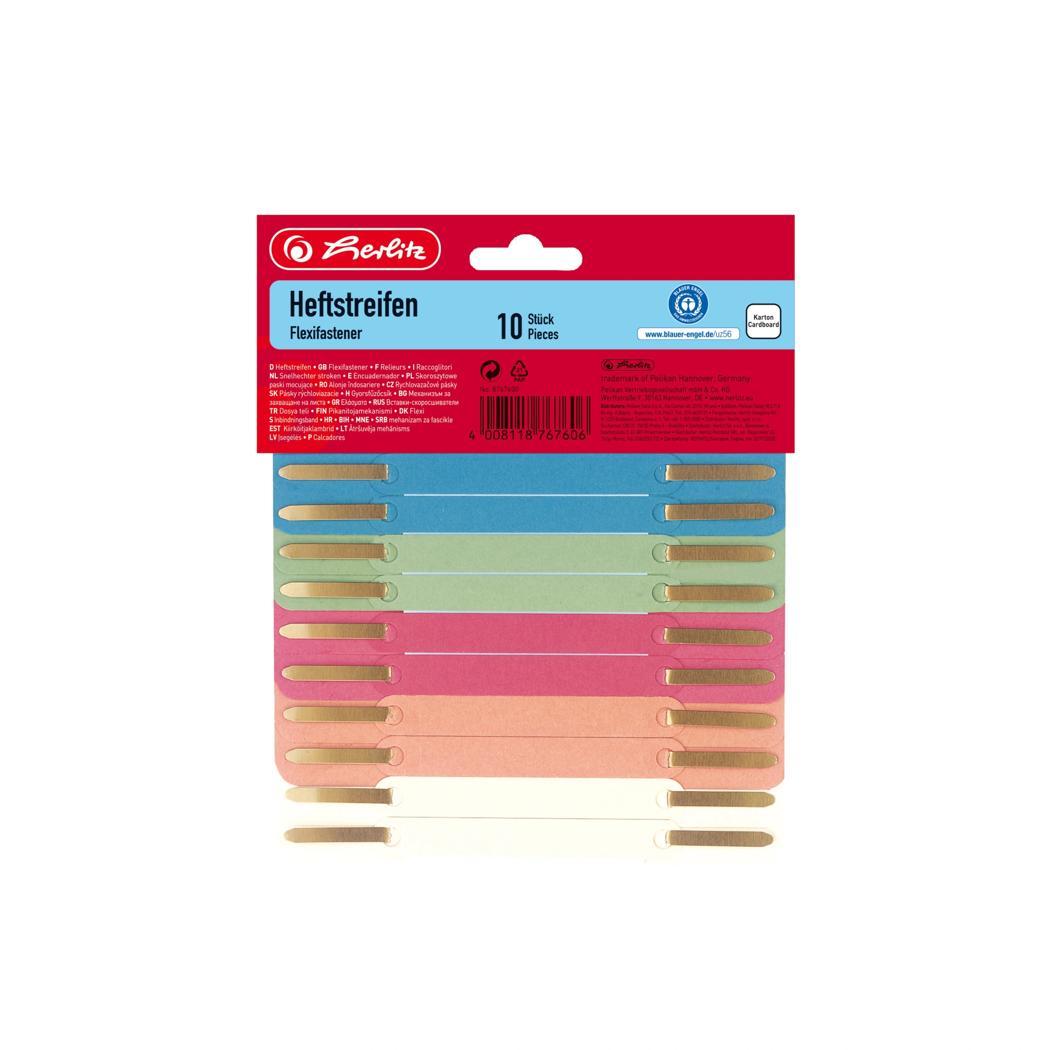 herlitz Heftstreifen 34 x 150 mm, RC-Karton, farbig sortiert (EAN: 4008118767606)