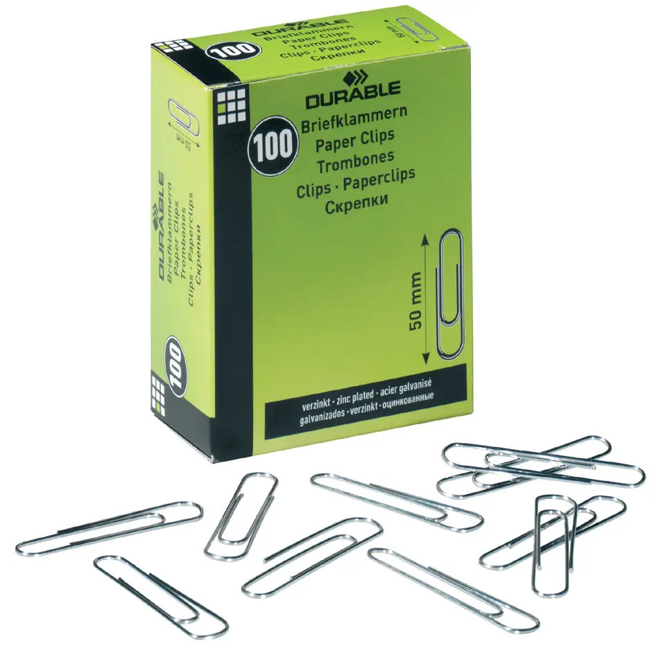 DURABLE Büroklammern, verzinkt, rund, 50 mm (EAN: 4005546104508)