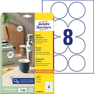 AVERY Zweckform Kennzeichnungs-Etiketten, Durchmesser: 69 mm (EAN: 4004182162125)