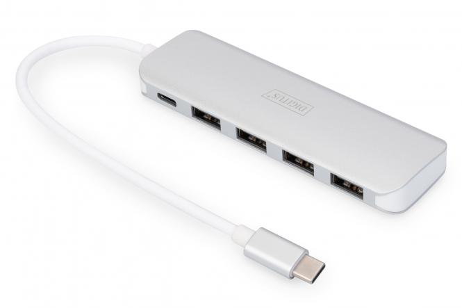DIGITUS USB-C 3.0 Hub, 4-Port, silber (EAN: 4016032455653)