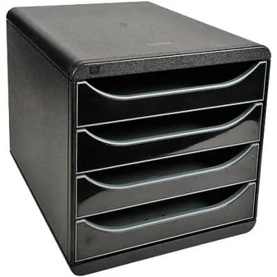 EXACOMPTA Schubladenbox BIG-BOX, 4 Schübe, schwarz glänzend (EAN: 9002493423275)