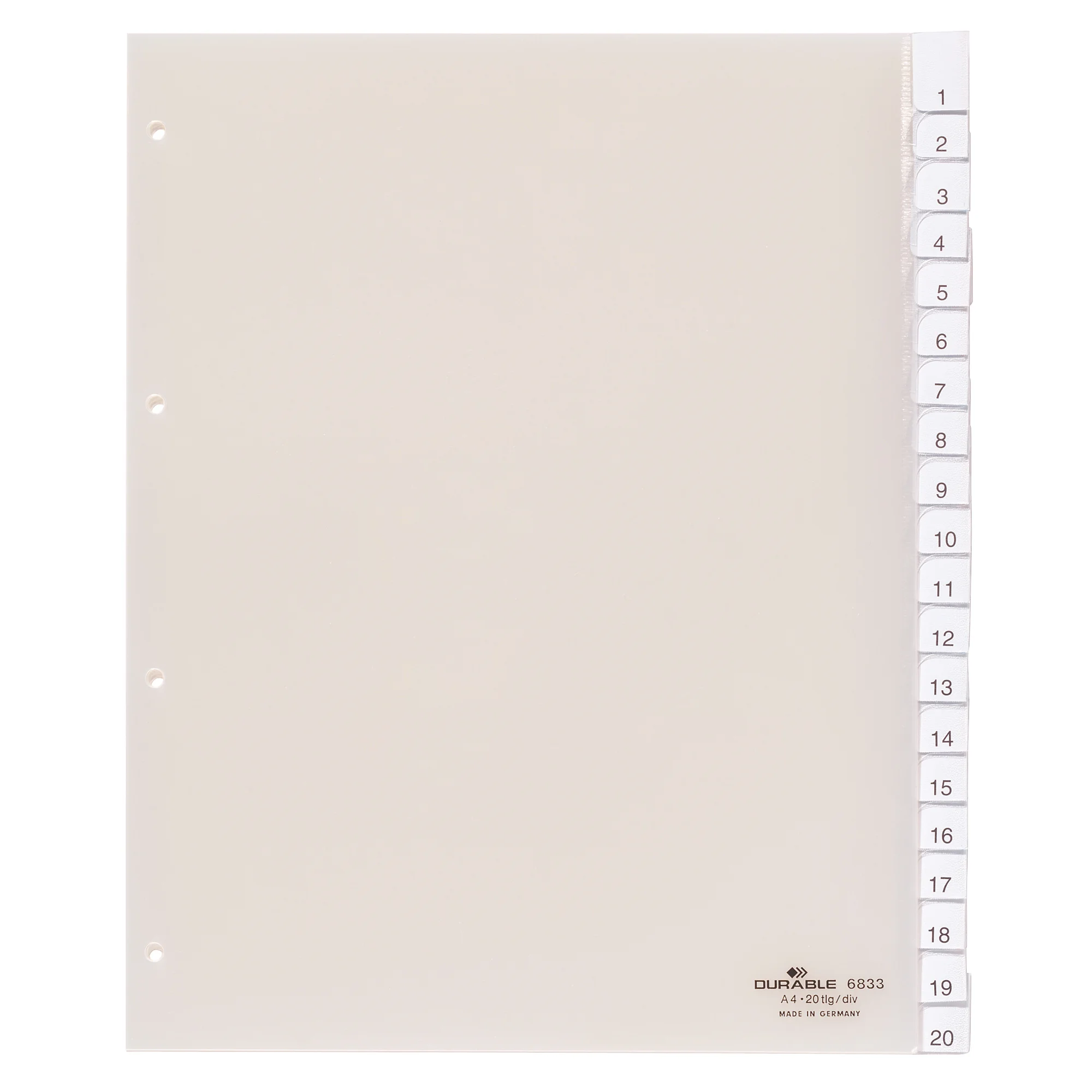 DURABLE Kunststoff-Register, A4, 20-teilig, transparent (EAN: 4005546640280)