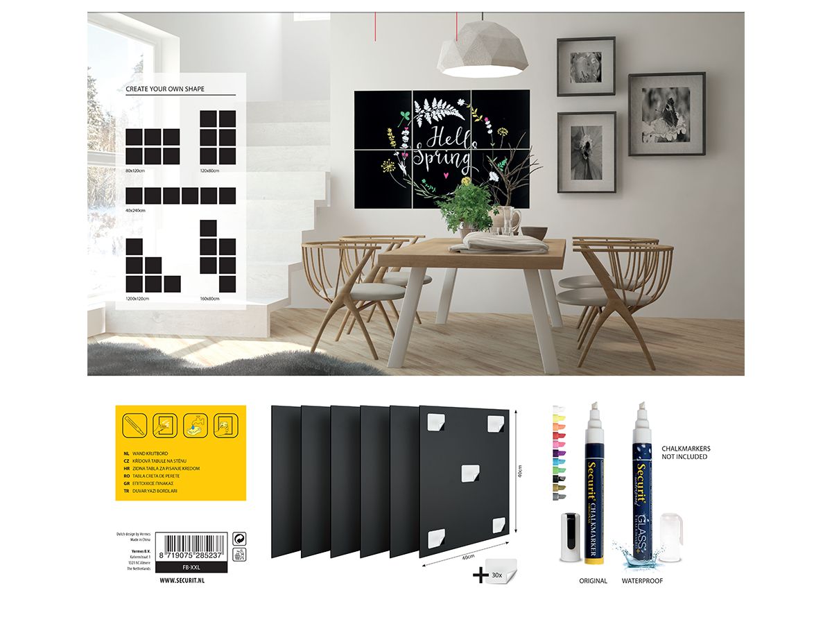 Securit Kreidetafel Silhouette CHALKBOARD XXL, 6er Set (EAN: 8719075285237)