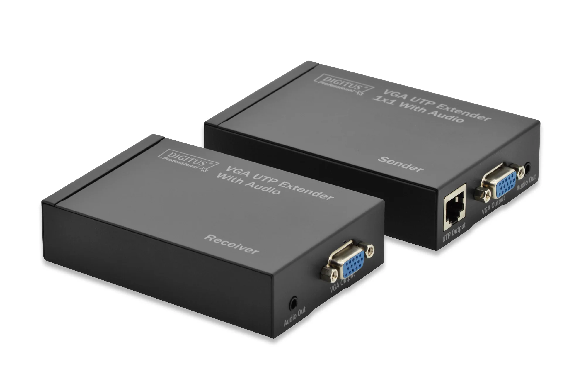 DIGITUS VGA-UTP-Extender-Set über Kat.5, Reichweite: 300 m, schwarz (EAN: 4016032356721)