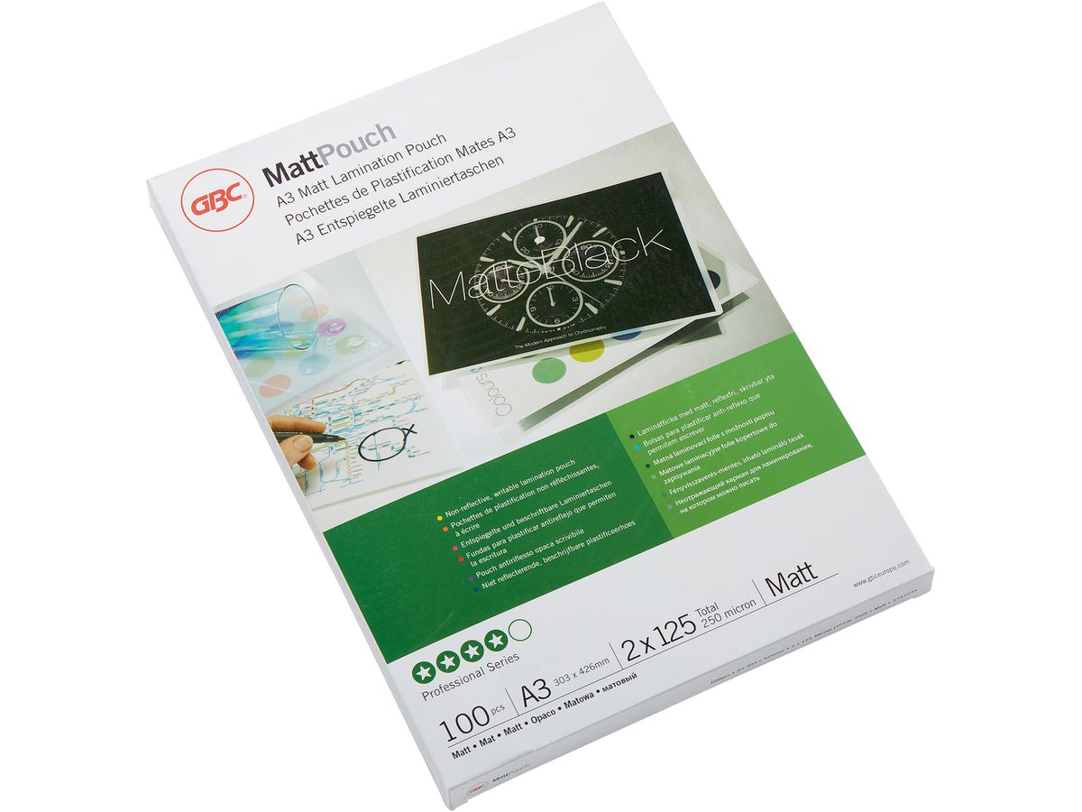 GBC Laminierfolientasche, DIN A3, matt, 250 mic (EAN: 0033816067318)