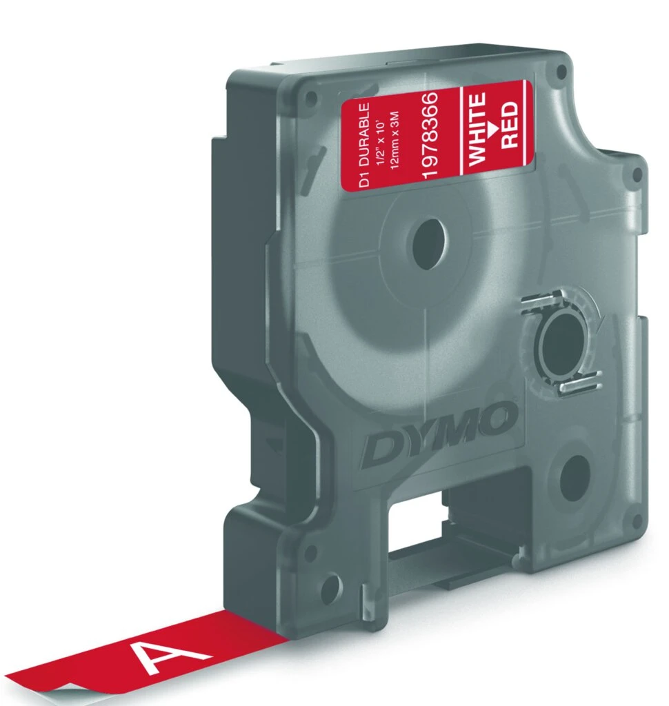 DYMO D1 Schriftbandkassette weiß/rot, 12 mm x 3 m (EAN: 3501179783666)