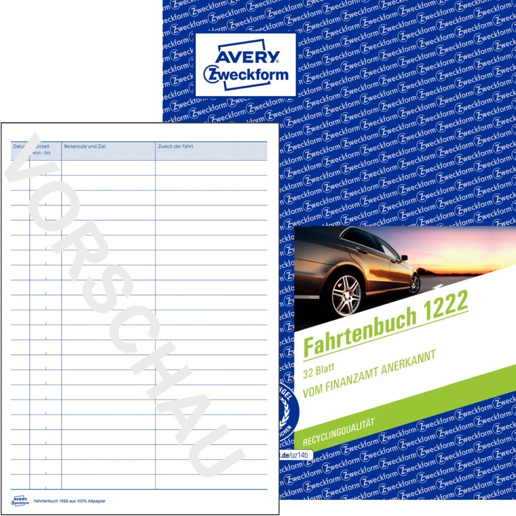 AVERY Zweckform Formularbuch "Fahrtenbuch", A5, 32 Blatt (EAN: 4004182012222)