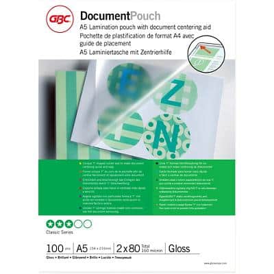 GBC Laminierfolientasche, DIN A5, glänzend, 160 mic (EAN: 0013465575037)