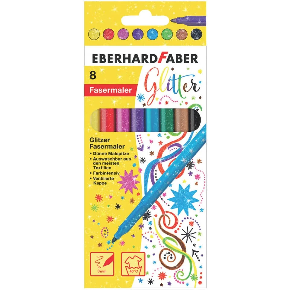 EBERHARD FABER Glitter-Fasermaler, 8er Kartonetui (EAN: 4087205510080)