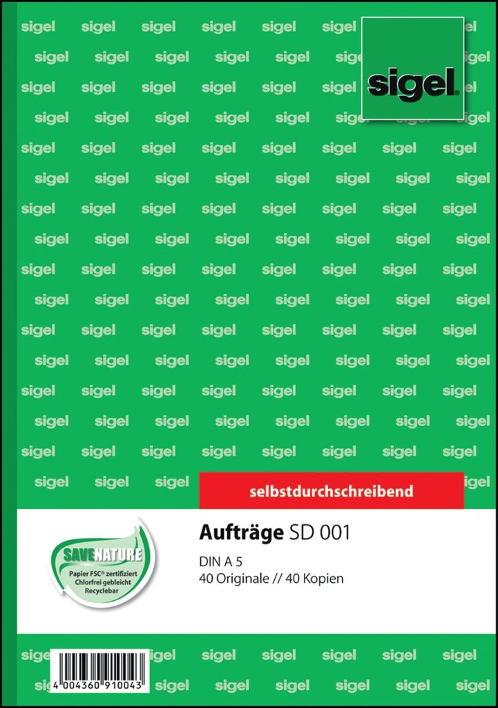sigel Formularbuch "Auftrag", A5, 2 x 40 Blatt, SD (EAN: 4004360910043)