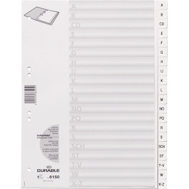 DURABLE Kunststoff-Register, A-Z, A4, 20-teilig, weiß (EAN: 4005546665252)