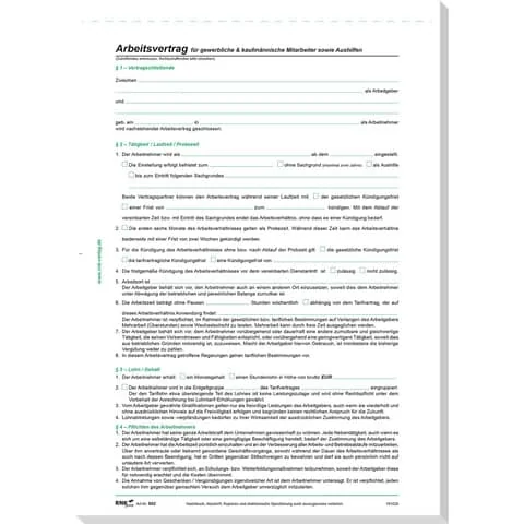 RNK Verlag Vordruck Arbeitsvertrag gewerblich/kaufmännisch (EAN: 4002871050210)