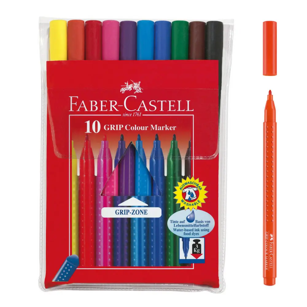 FABER-CASTELL Fasermaler GRIP, 10er Etui (EAN: 4005401553106)