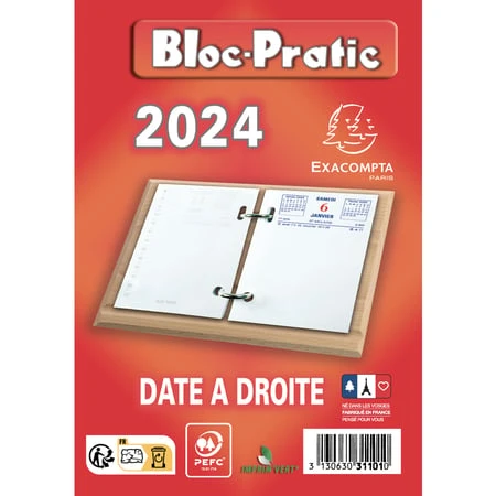 Exacompta Bloc de bureau Bloc-Pratic, 2027, date à droite (EAN: 3130630311010)
