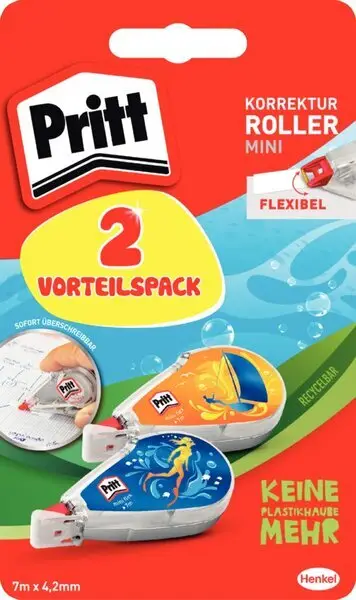 Pritt Korrekturroller Mini Flex, 4,2 mm x 7 m, 2er Blister (EAN: 4057278014099)