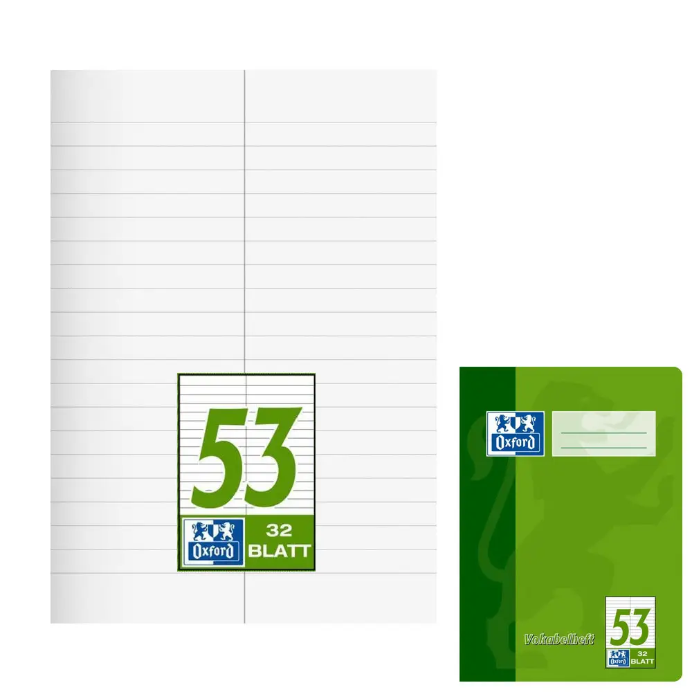 Oxford Vokabelheft, DIN A5, 32 Blatt, 2 Spalten, liniert, 4-farbig sortiert (EAN: 4006144922419)