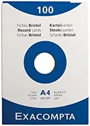 EXACOMPTA Karteikarten, DIN A4, blanko, weiß (EAN: 3130630105060)