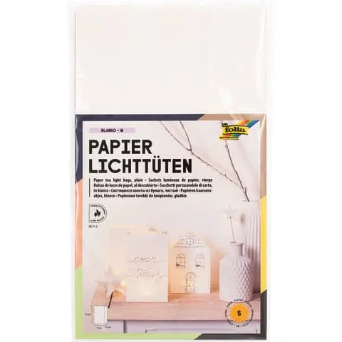 folia Lichtertüte "Blanko", groß, aus Papier, weiß (EAN: 4001868038088)