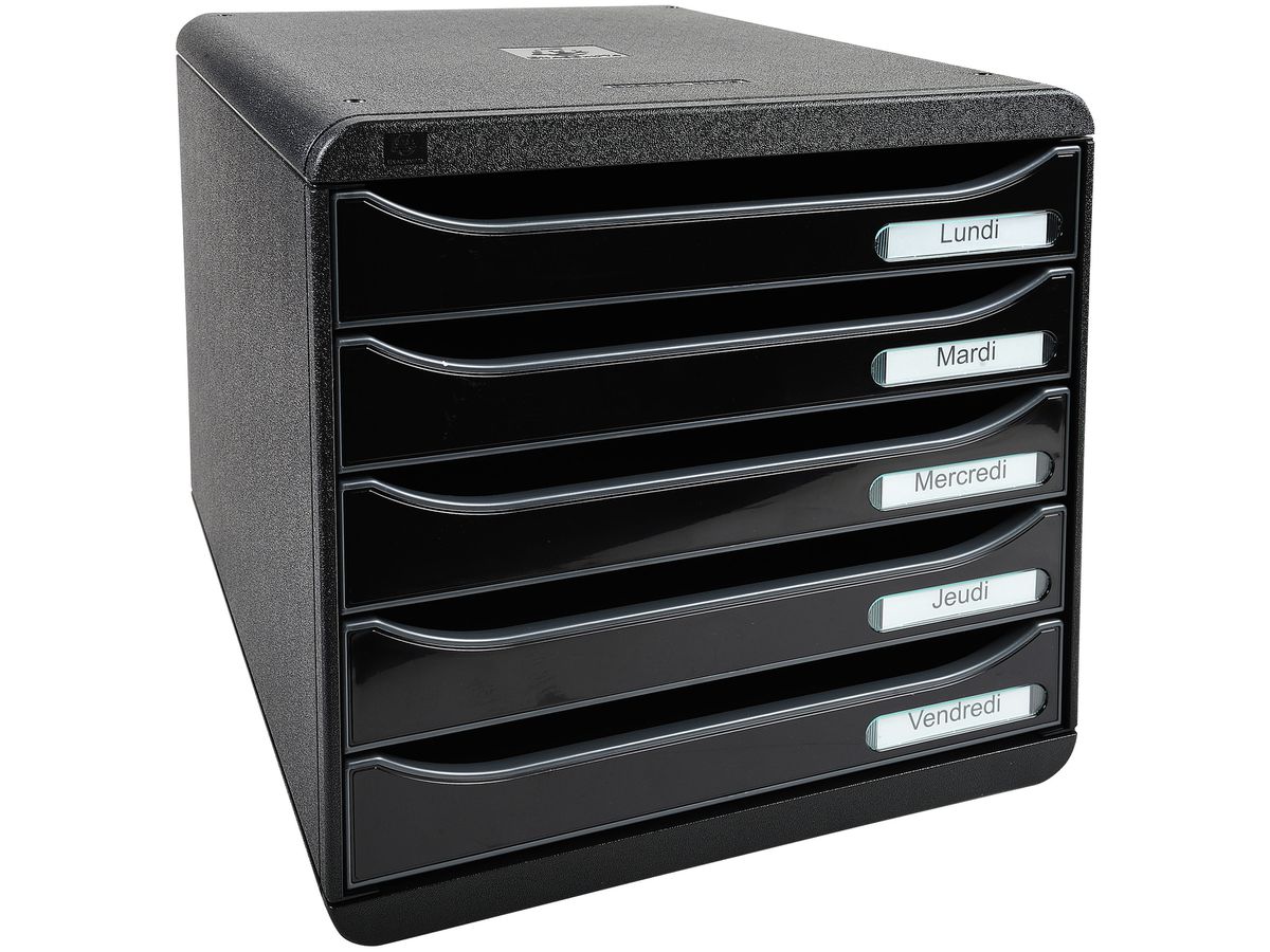 EXACOMPTA Schubladenbox BIG-BOX PLUS, 5 Schübe, schwarz (EAN: 9002493423565)