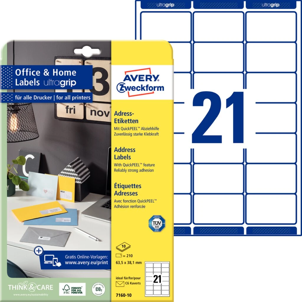 AVERY Zweckform Adress-Etiketten Home Office, 63,5 x 38,1 mm (EAN: 4004182371602)