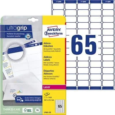 AVERY Mini-Laser-Adressetikett, 38,1 x 21,2 mm, weiß, blanc (EAN: 3266550263013)