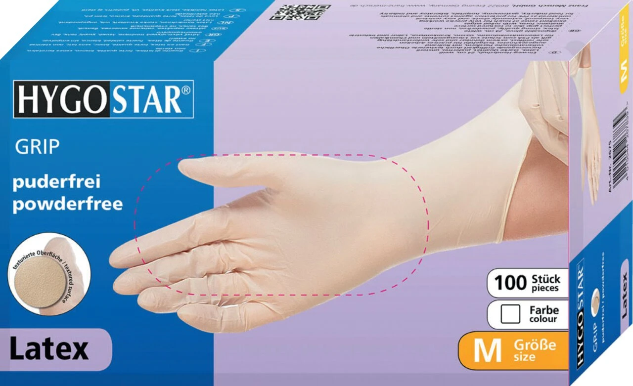 HYGOSTAR Latex-Handschuh "GRIP", XL, weiß, puderfrei (EAN: 4015544267037)