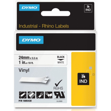 DYMO Vinyl-Schriftband schwarz/weiß, 24 mm x 5,5 m (EAN: 0071701059864)