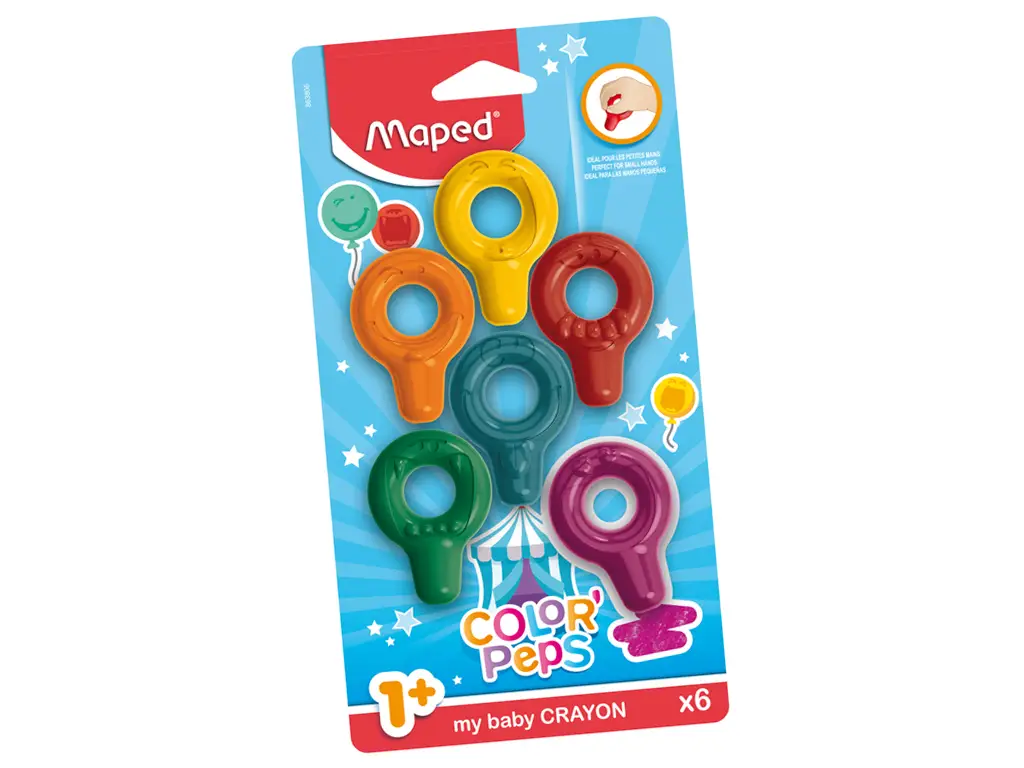 Maped my baby Wachsmalring COLOR'PEPS, 6er Blisterkarte, gelb, orange, rot, blau, grün, lila (EAN: 3154148638063)