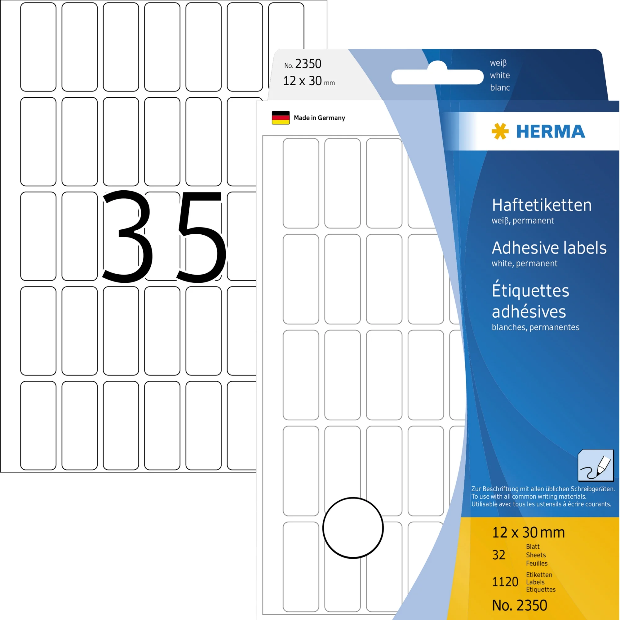 HERMA Vielzweck-Etiketten, 12 x 30 mm, weiß, Großpackung (EAN: 4008705023504)