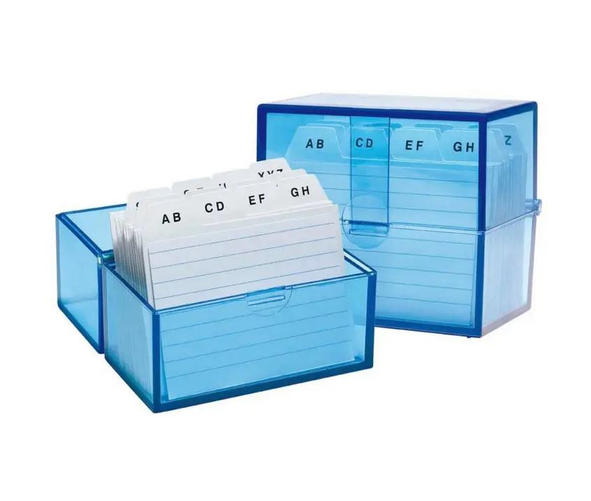 WEDO Karteikasten A8 quer, blau-transparent, bestückt (EAN: 4003801802442)