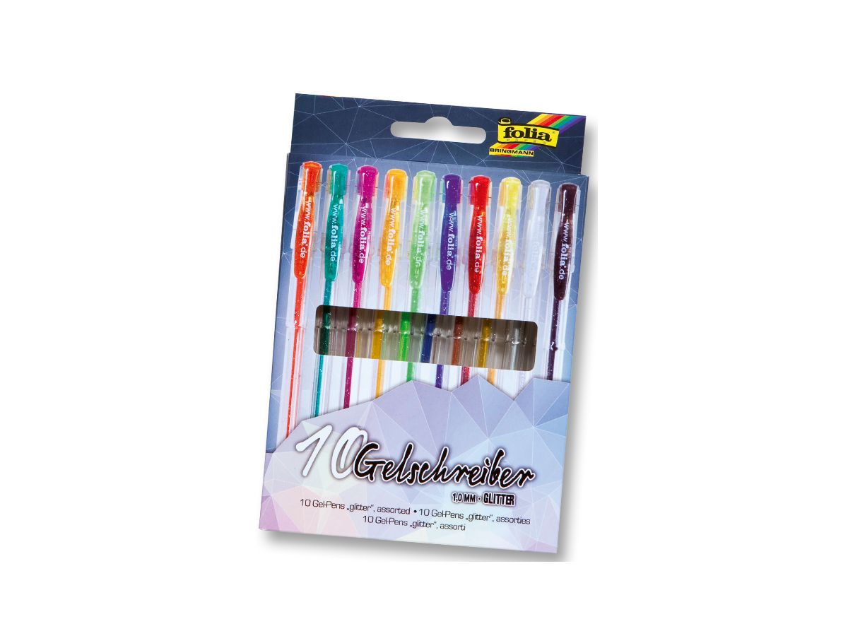 folia Gelschreiber GLITTER, farbig sortiert, 10er Etui (EAN: 4001868019131)