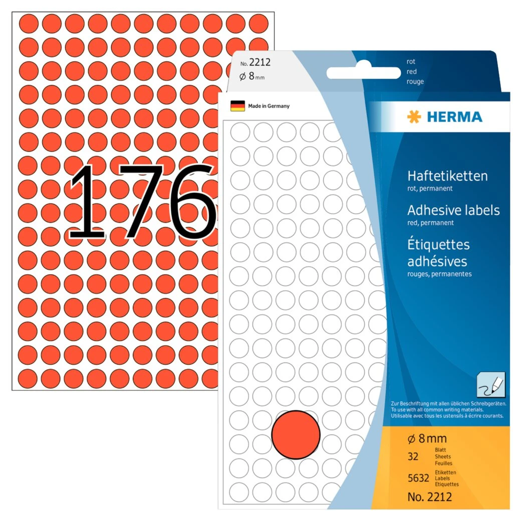 HERMA Markierungspunkte, Durchmesser: 8 mm, rot (EAN: 4008705022125)