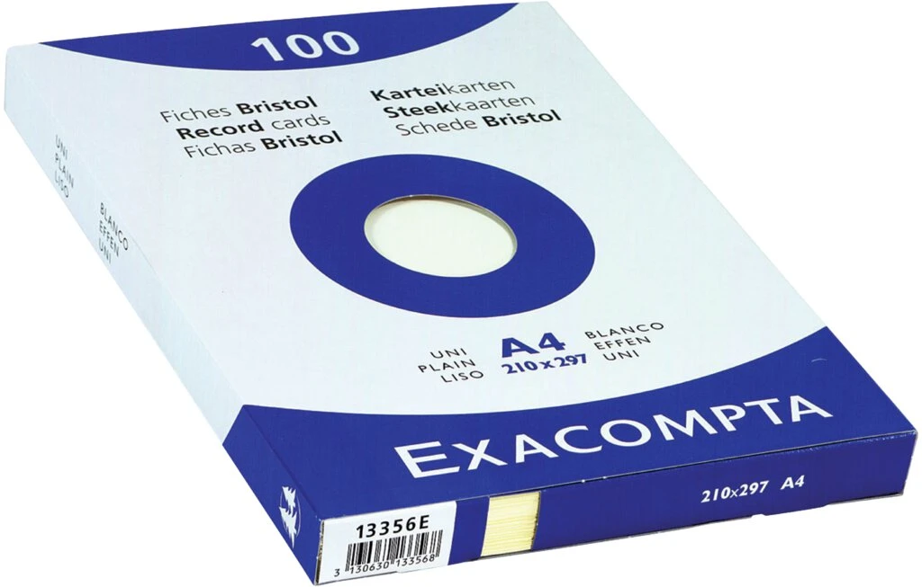 EXACOMPTA Karteikarten, DIN A4, blanko, weiß (EAN: 3130630133063)