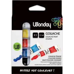 Wonday Gouachefarbe 12 ml, farbig sortiert, 5er Etui (EAN: 3701254706805)